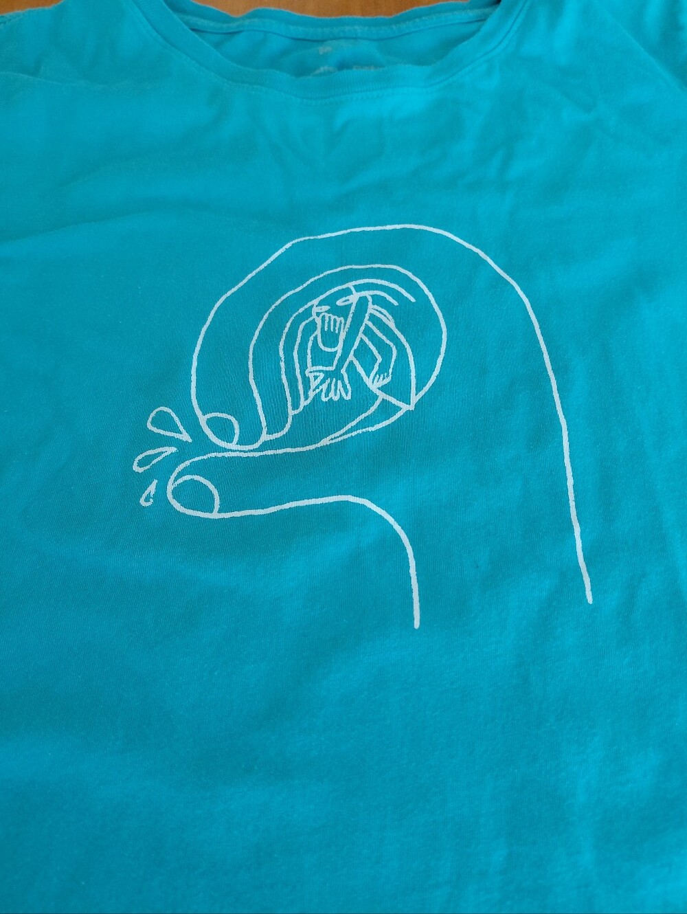 Patagonia Blue Teal Graphic Surf Line Art Babydoll Tee Med